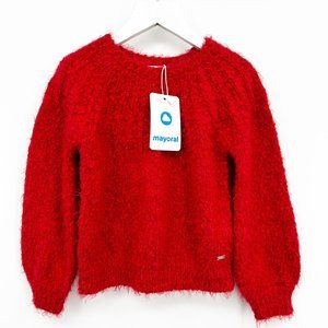 Mayoral Girls Size 4 Red Fuzzy Soft Sweater